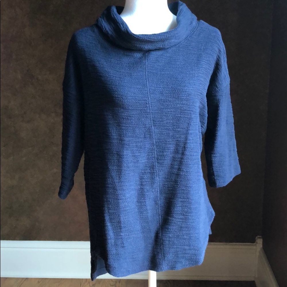 Christopher & Banks Cotton Navy Cowl Neck Sweater